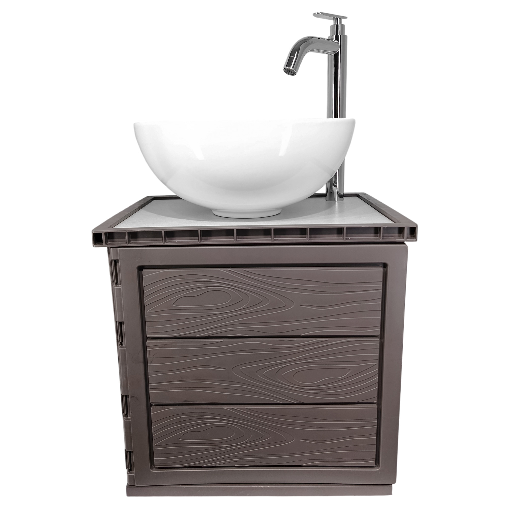 Kit Mueble + Lavamanos + Griferia  Ccol1136 Gris Un Agujero