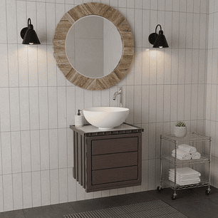 Kit Mueble + Lavamanos + Griferia  Ccol1136 Gris Un Agujero