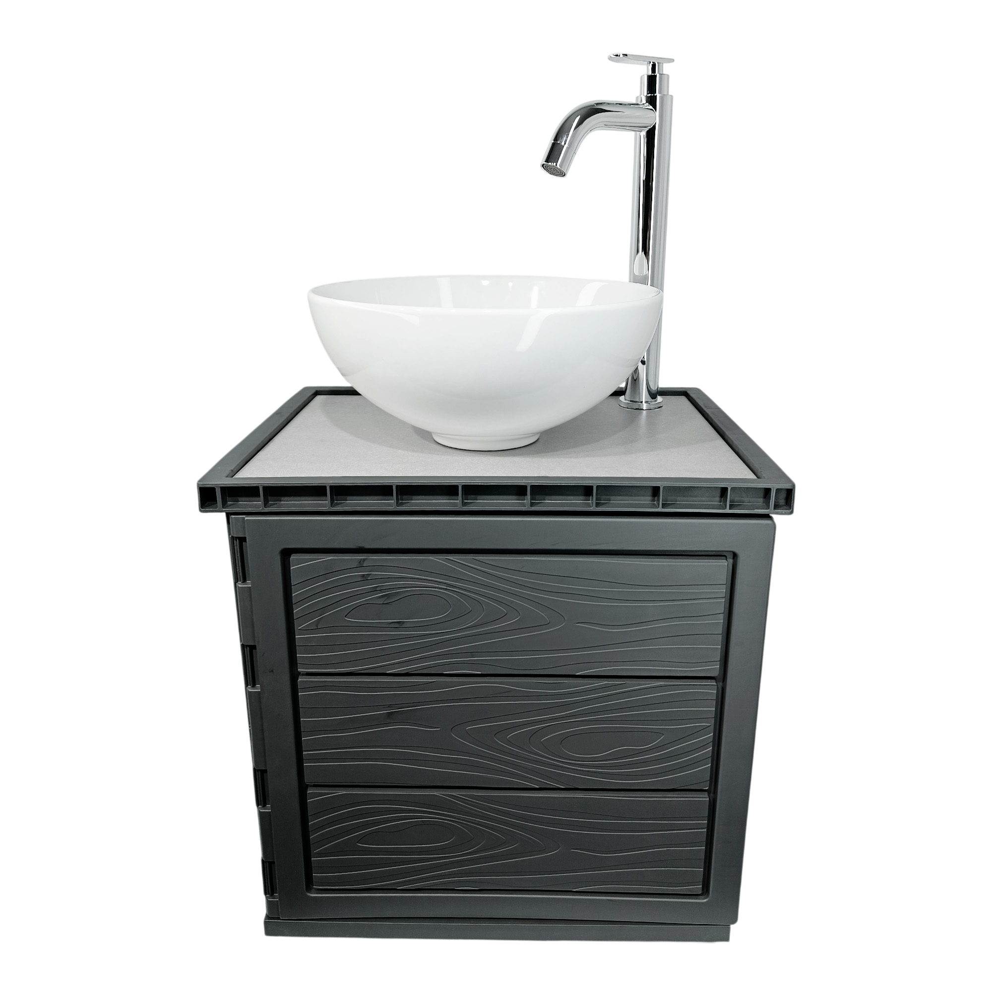 Kit Mueble Gris Pvc + Lavamanos + Griferia Ccol1146