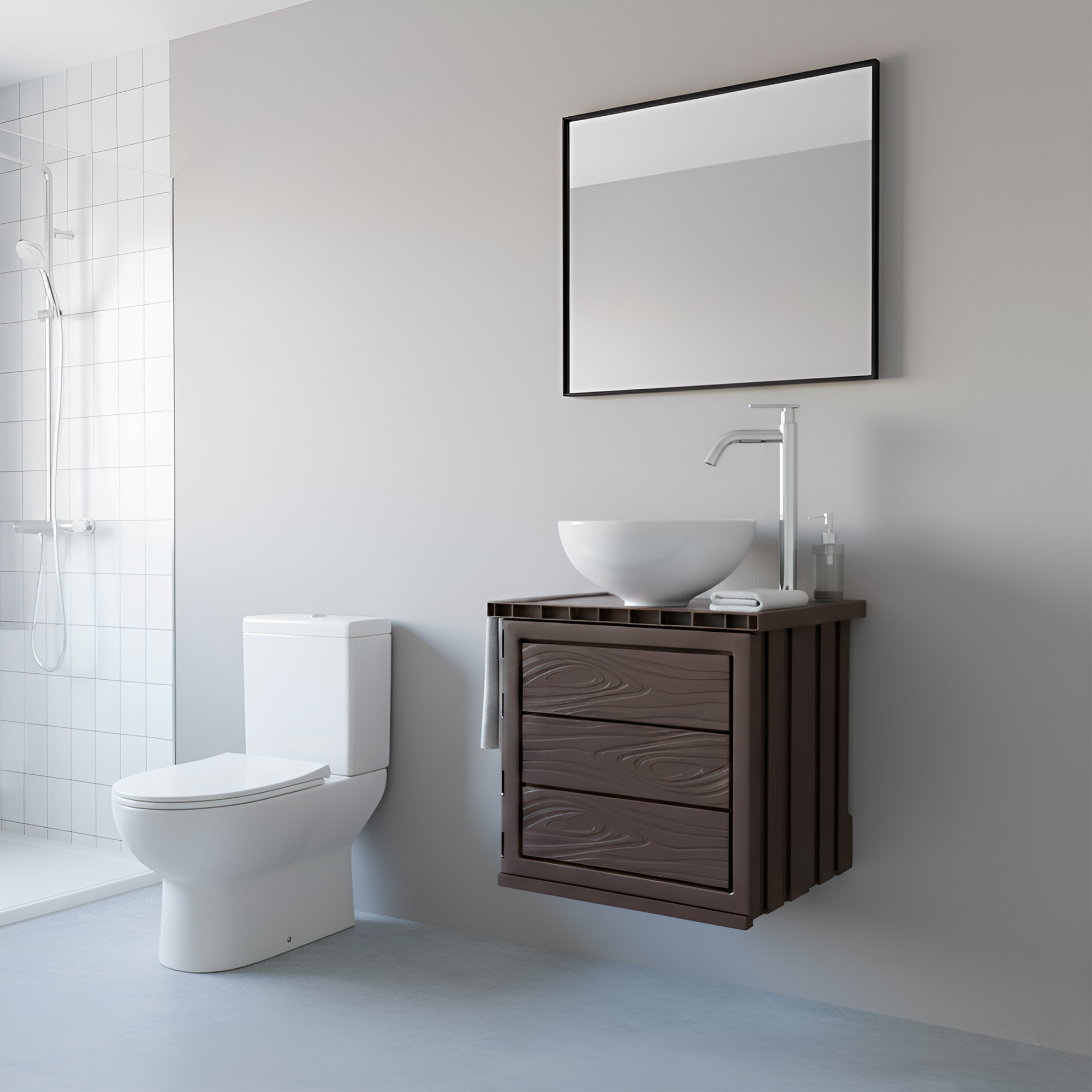 Kit Mueble Pvc + Lavamanos + Griferia Ccol1156