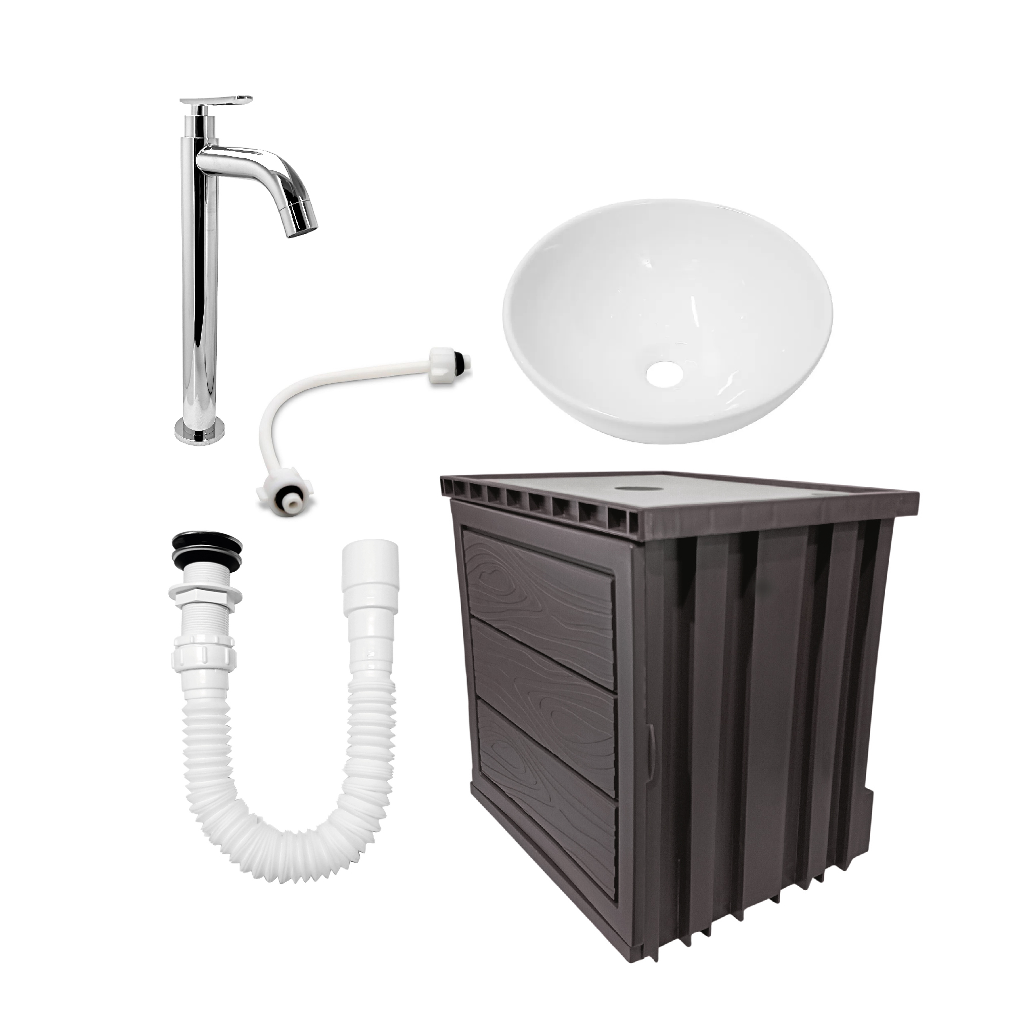 Kit Mueble Pvc + Lavamanos + Griferia Ccol1156