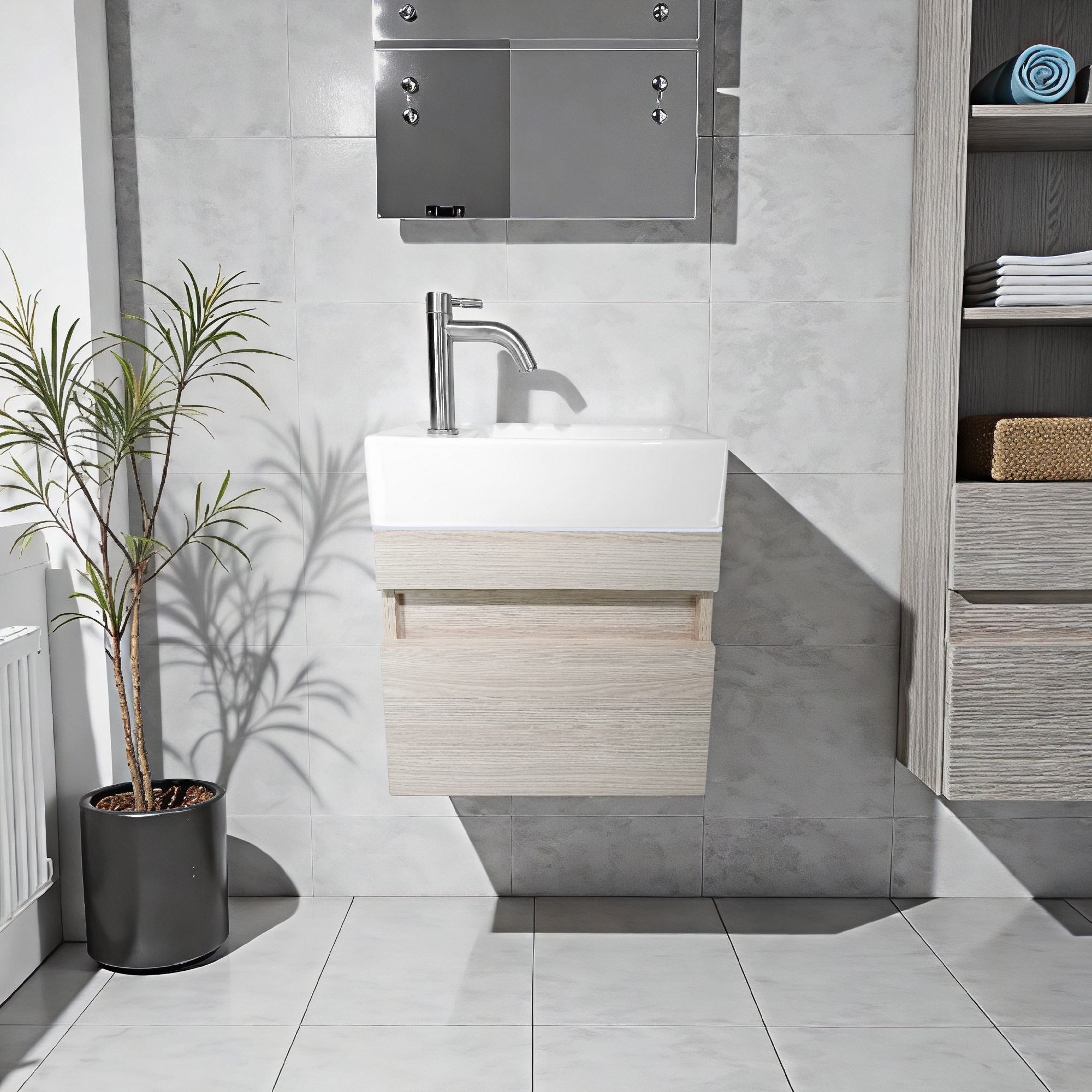 Combo Mueble Vanitory Merano C1271 Beige Un Agujero