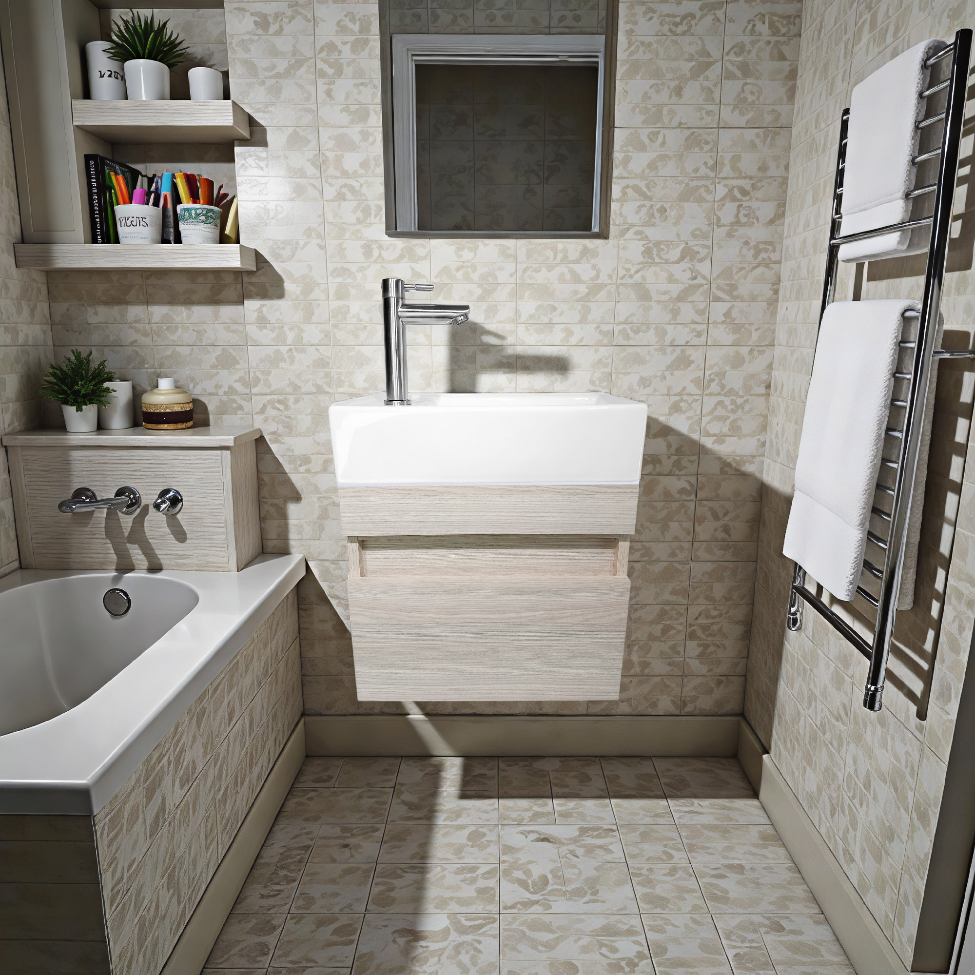 Combo Mueble Vanitory Merano C1272 Beige Un Agujero