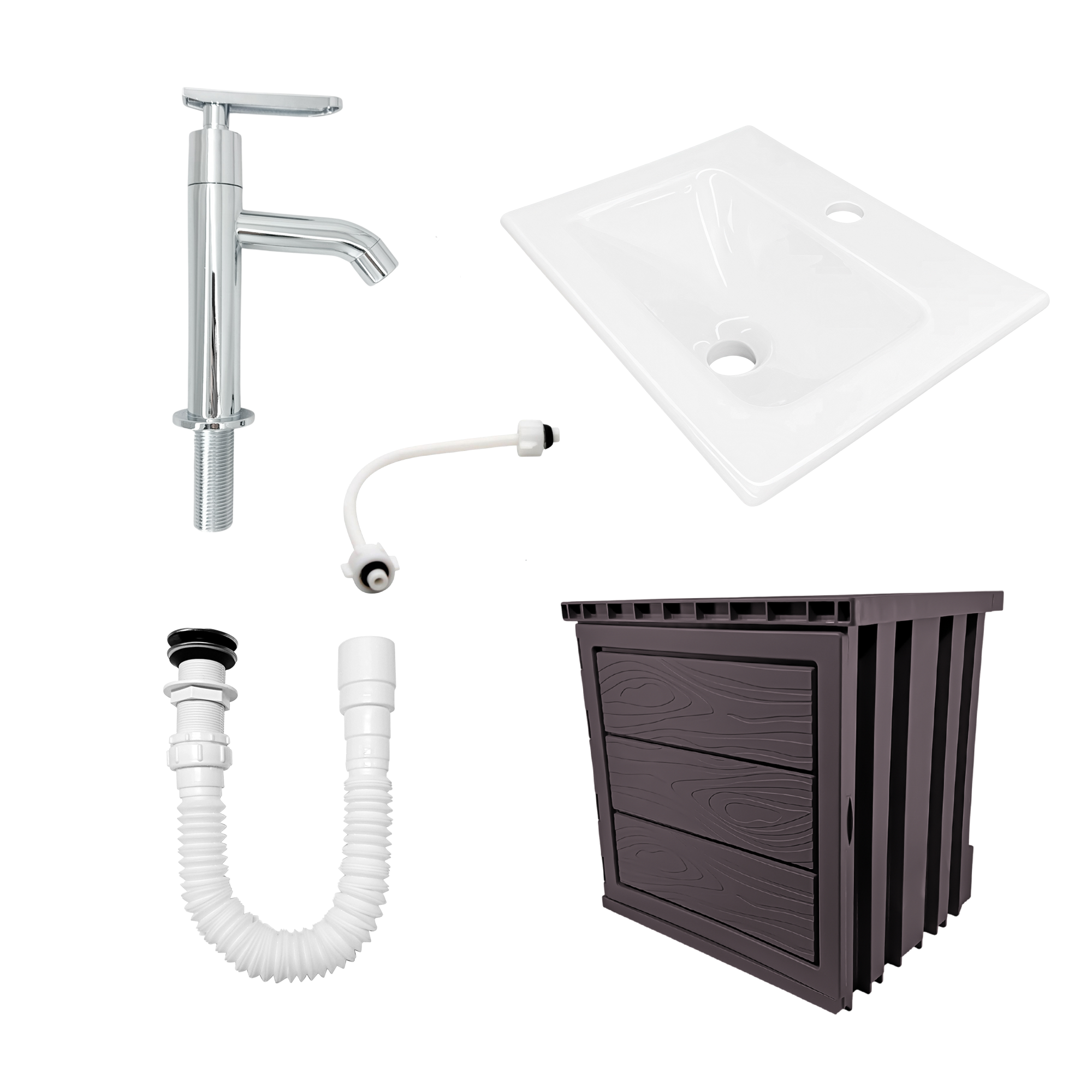 Kit Mueble En PVC + Lavamanos + Grifería  CCOL1117