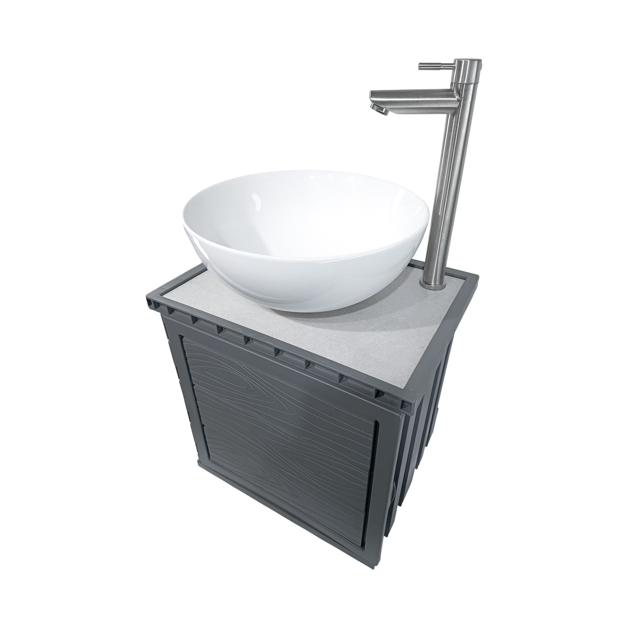 Kit Mueble + Lavamanos + Grifería Ccol1127 Gris Un Agujero