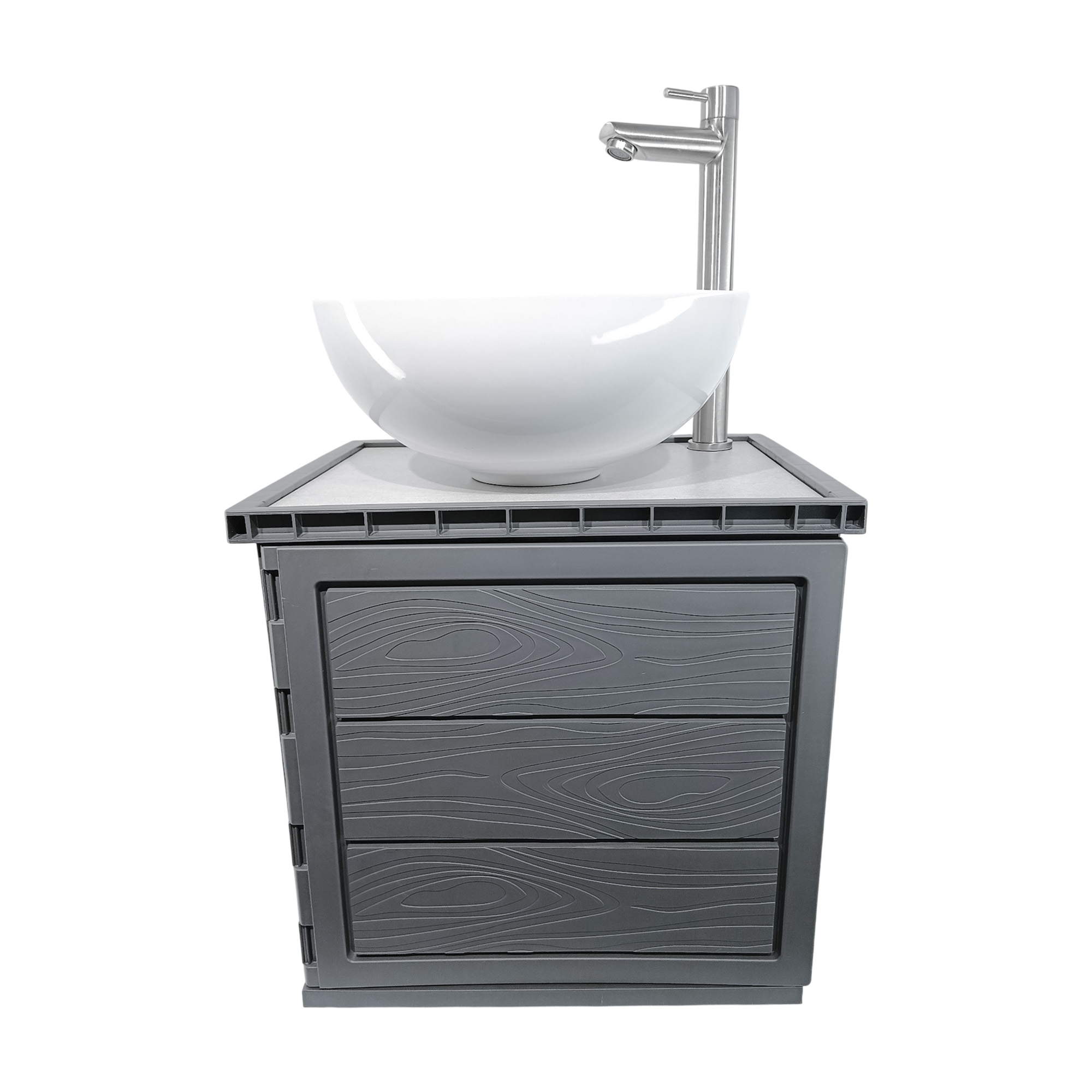 Kit Mueble + Lavamanos + Grifería Ccol1127 Gris Un Agujero