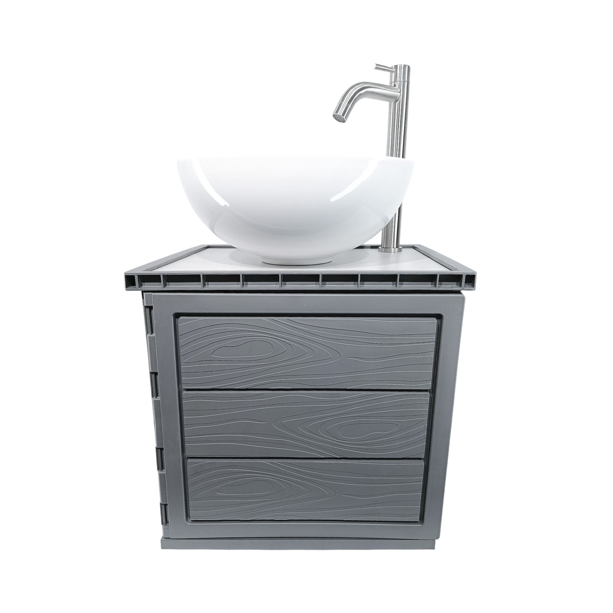 Kit Mueble + Lavamanos + Grifería Ccol1128 Gris Un Agujero