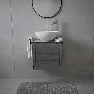 Kit Mueble + Lavamanos + Grifería Ccol1128 Gris Un Agujero