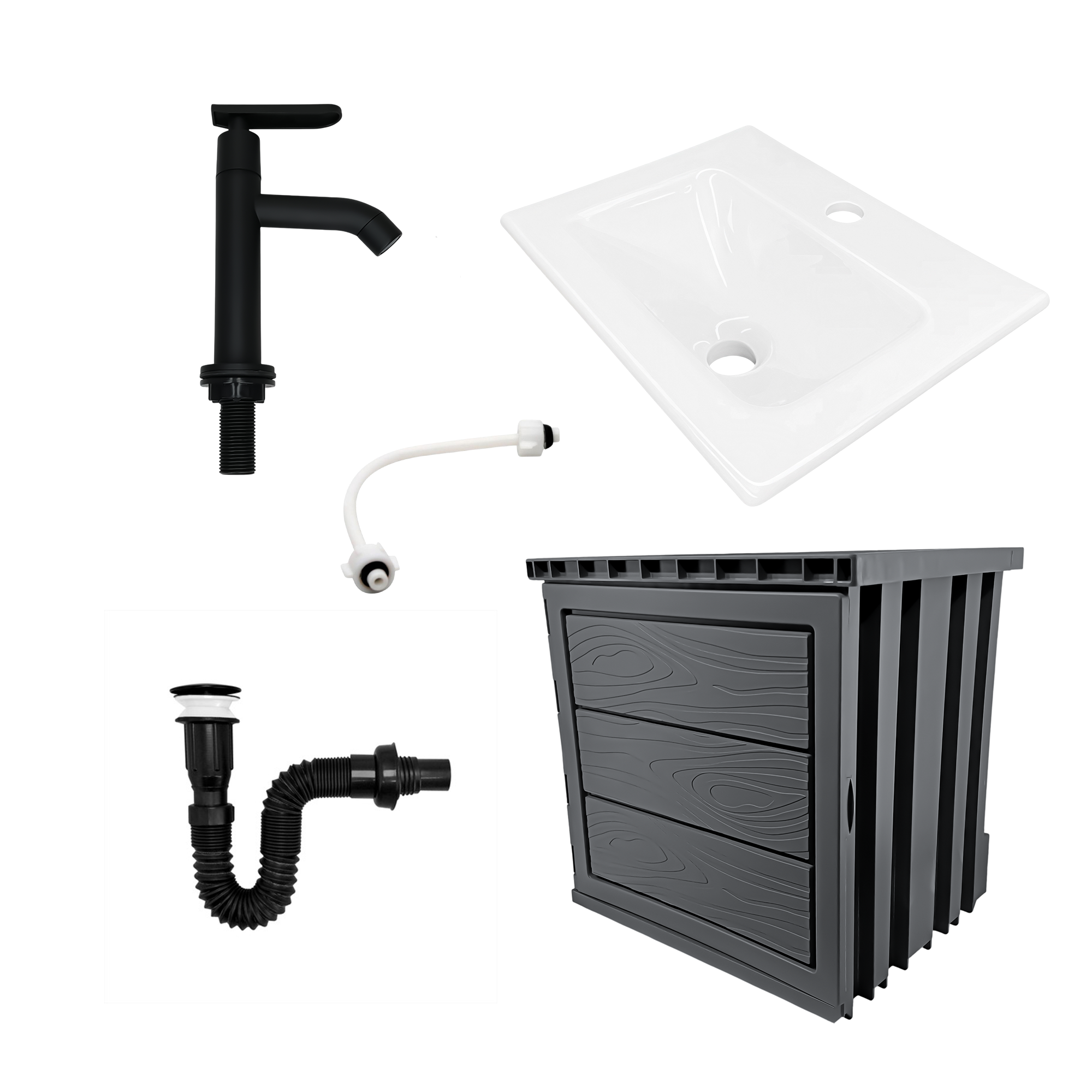 Kit Mueble en PVC + Lavamanos + Grifería  CCOL1118