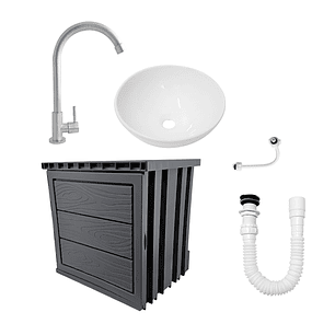 Kit Mueble + Lavamanos + Grifería Ccol1129 Gris Un Agujero