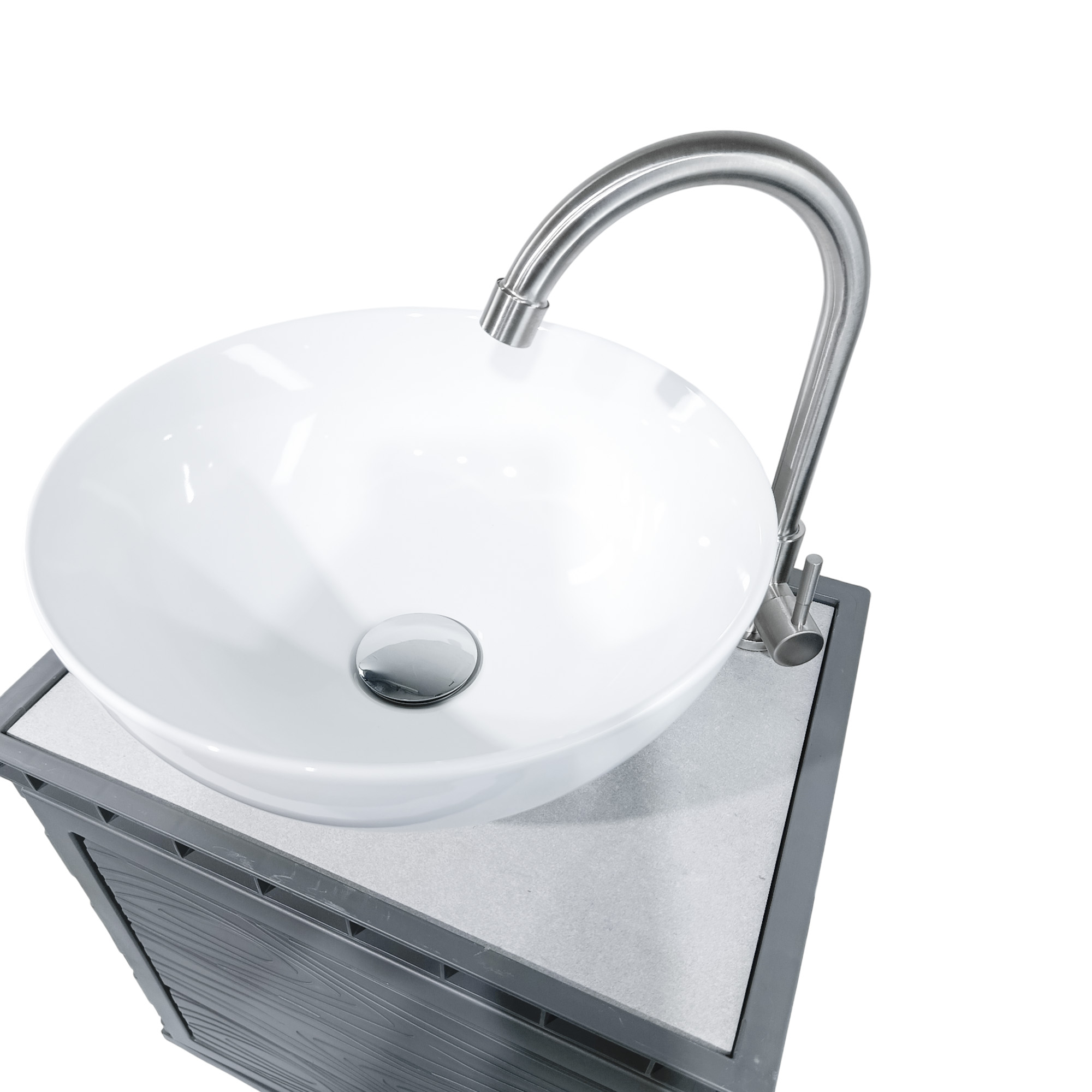 Kit Mueble + Lavamanos + Grifería Ccol1129 Gris Un Agujero