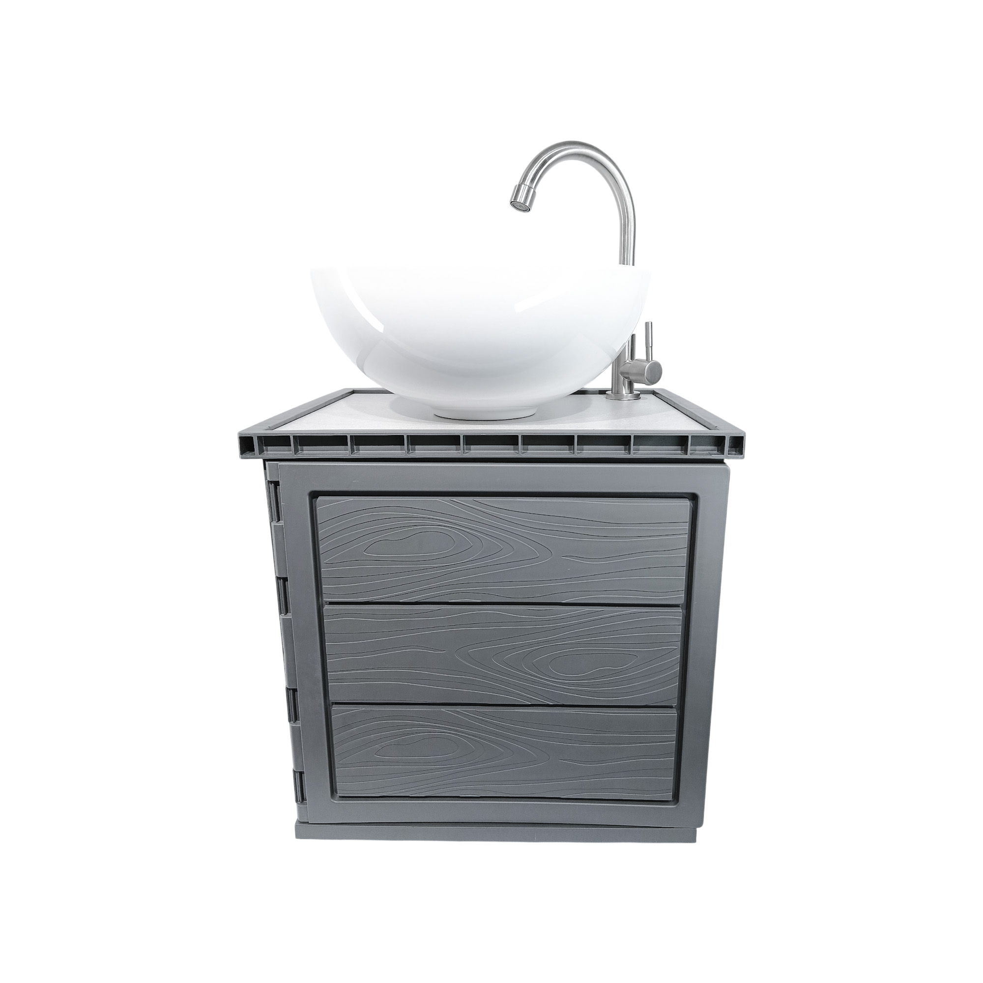 Kit Mueble + Lavamanos + Grifería Ccol1129 Gris Un Agujero