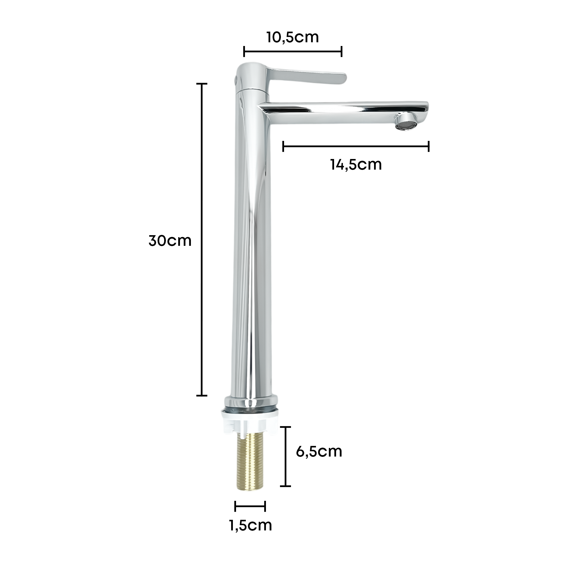 Grifería Alta Agua Fría Pico Plano Cromo Brillante Montesory