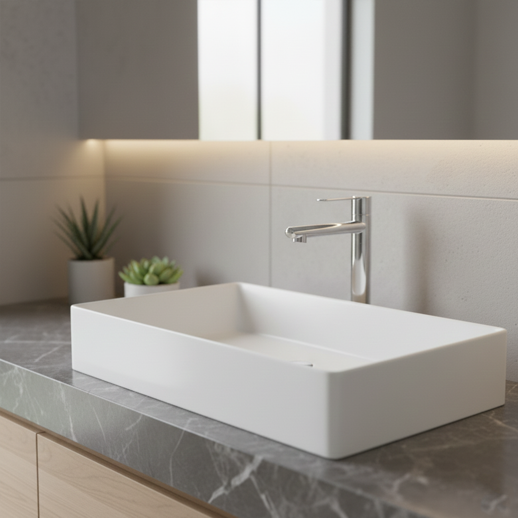 Grifería Alta Agua Fría Pico Plano Cromo Brillante Montesory