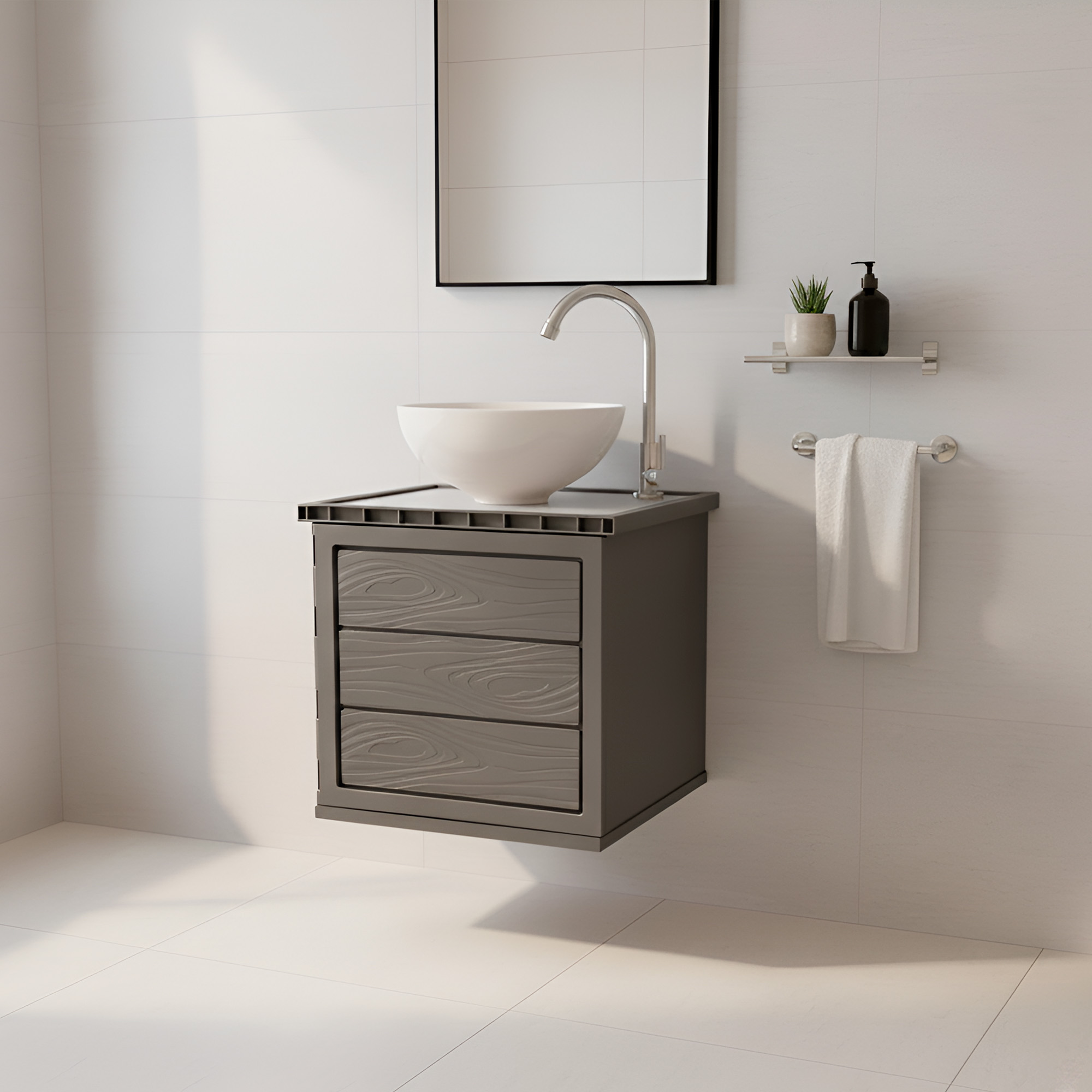 Kit Mueble Pvc + Lavamanos + Griferia Ccol1149