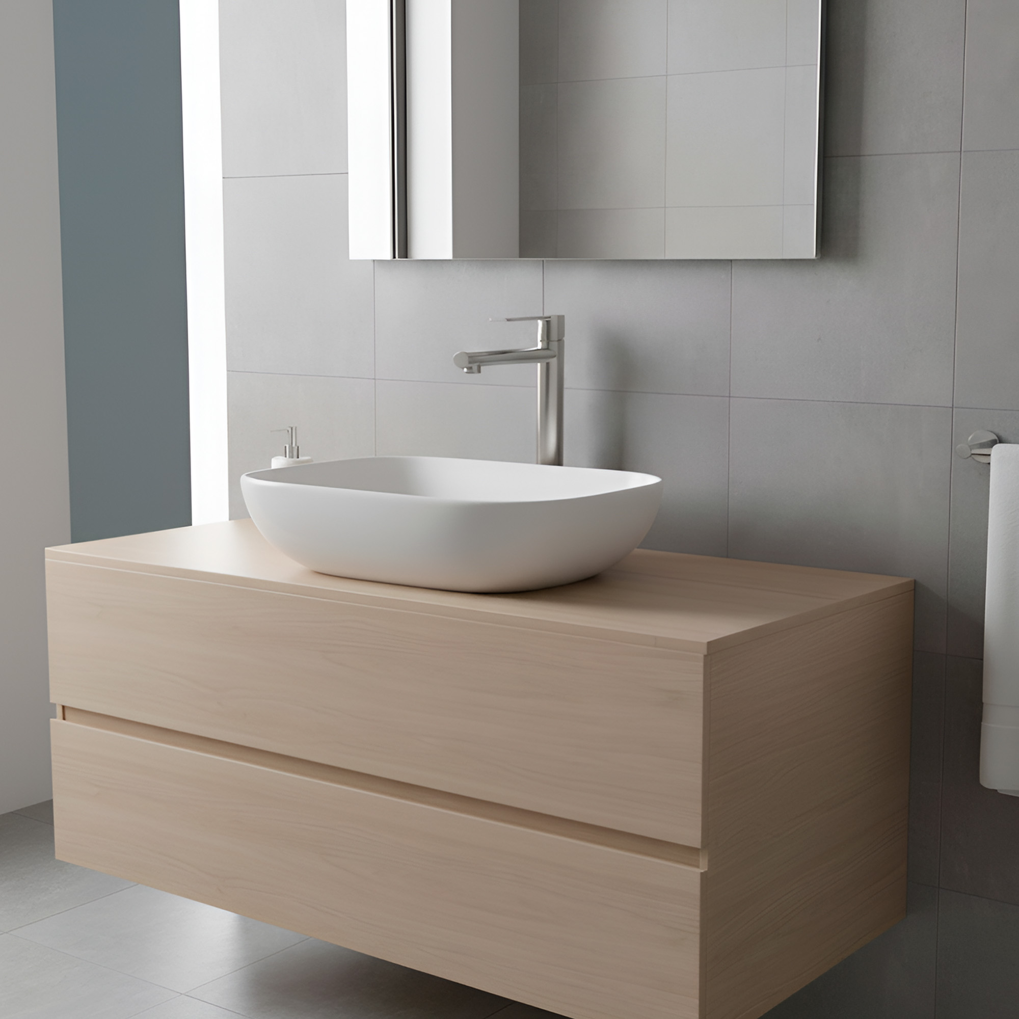 Griferia Lavamanos Alta Agua Fría Inox 304 Satin 