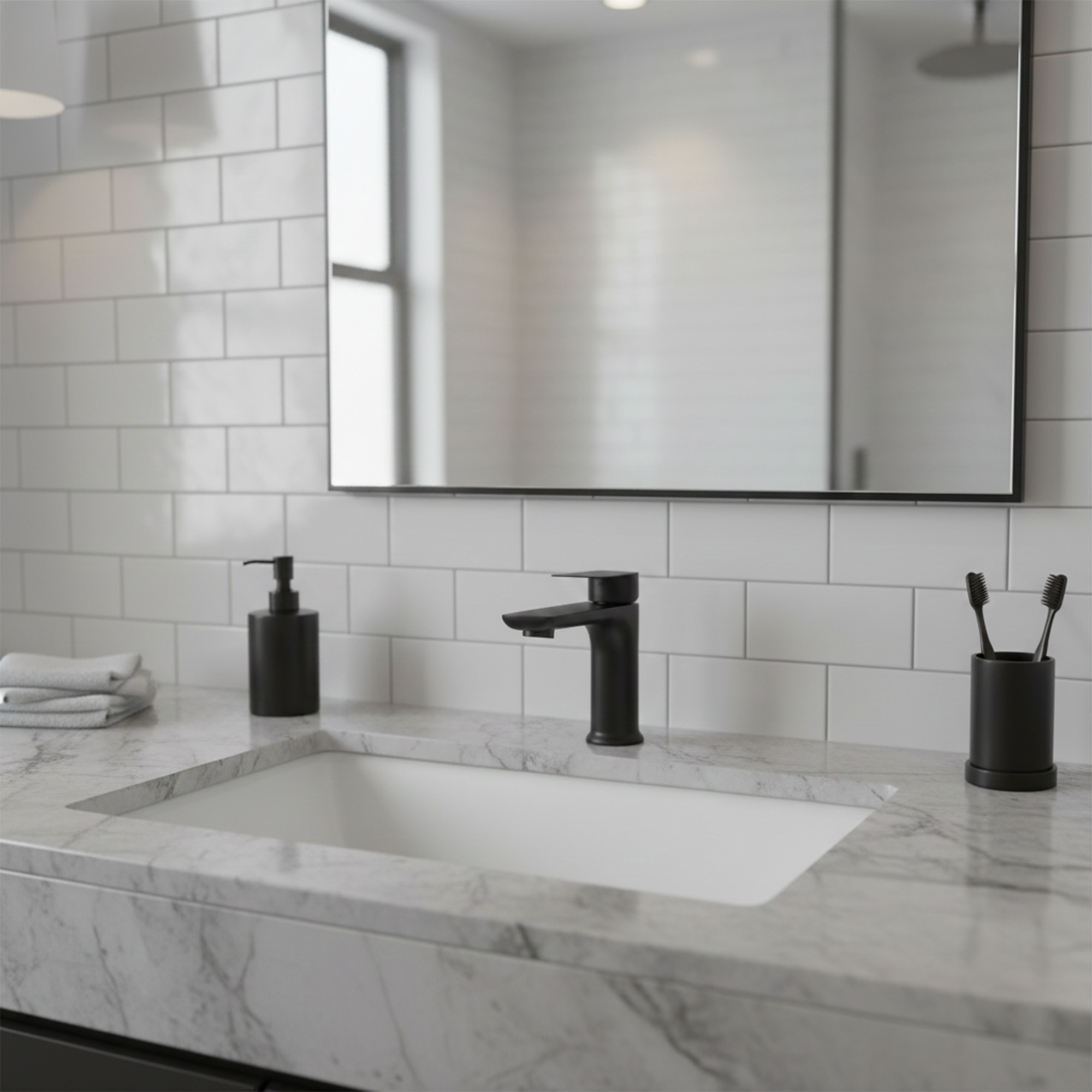 Griferia Lavamanos Baja Agua Fria Negra