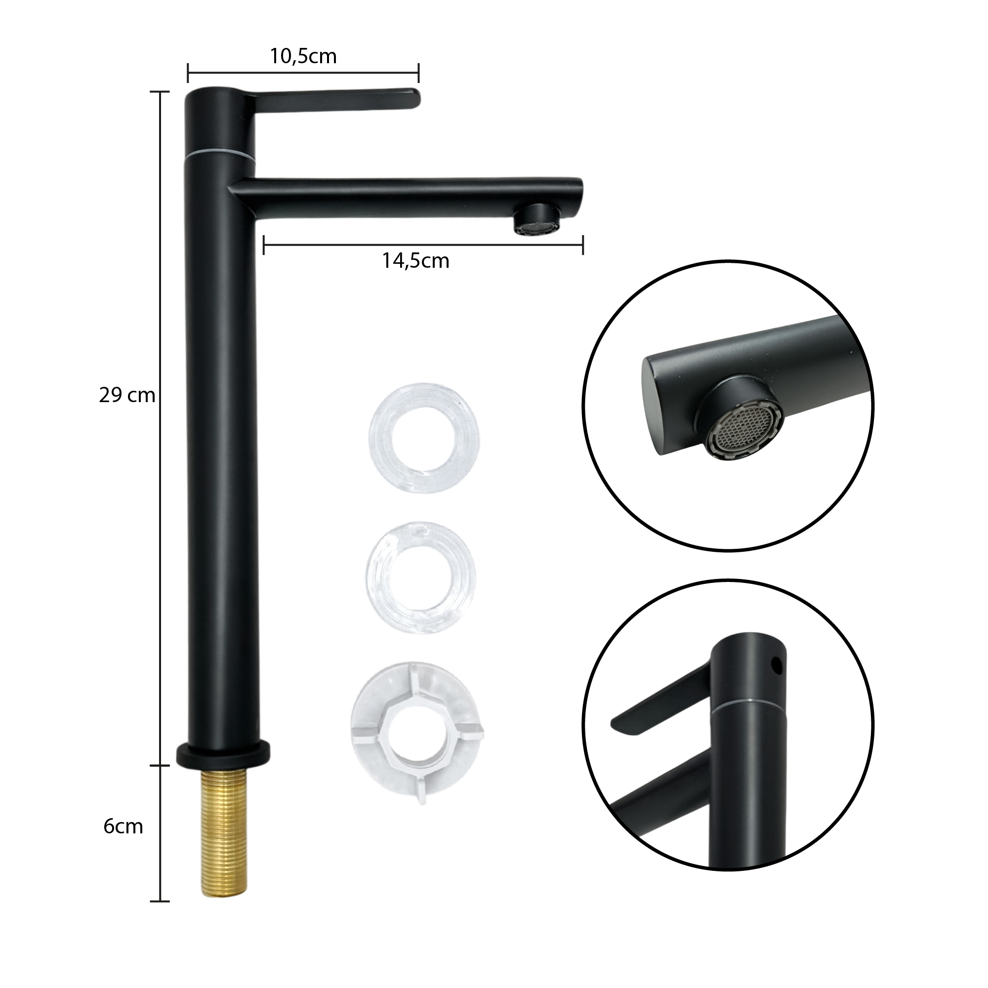 Griferia Lavamanos Alta Agua Fria Negro Ccol