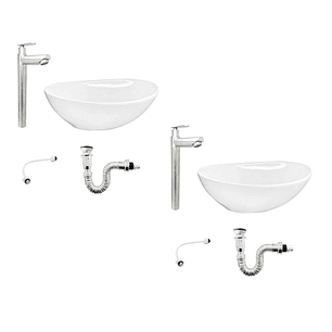 Pack X 2 Combos Lavamanos + Grifería Agua Fría Inox D06 + Push