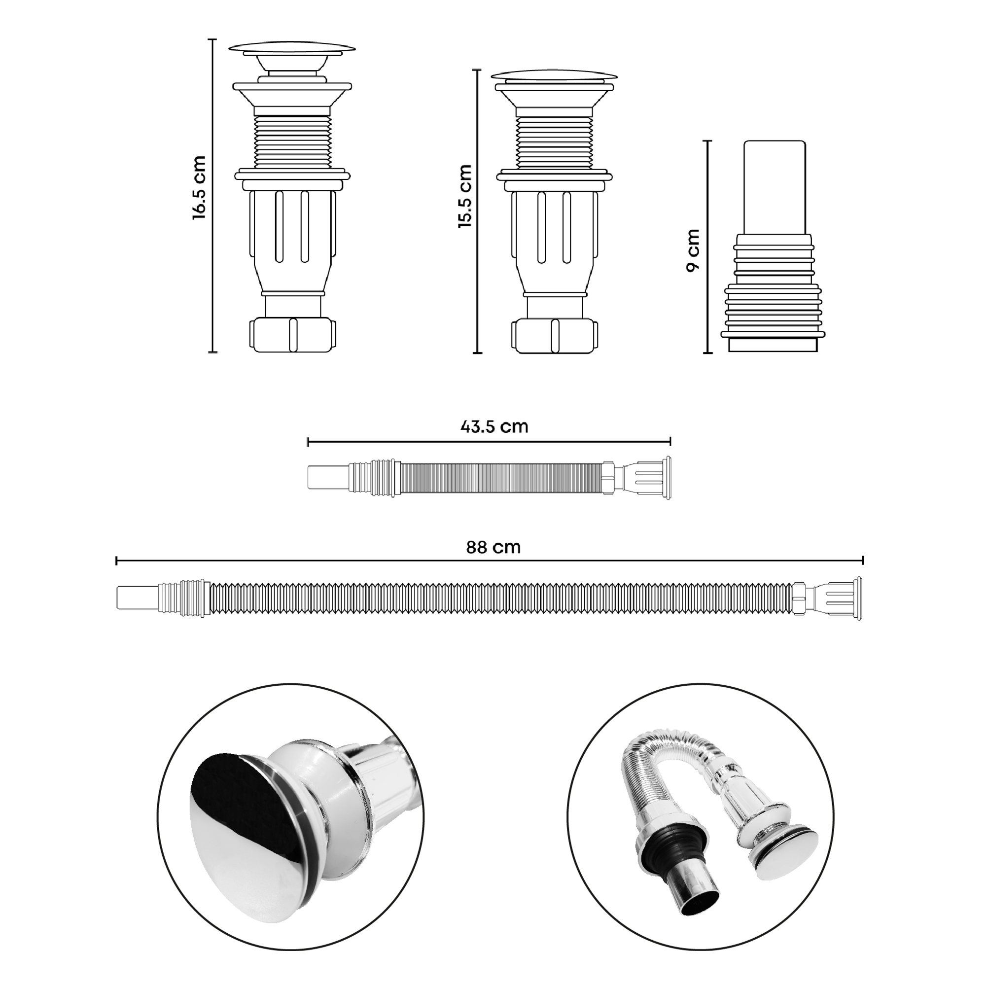 Pack X 2 Combos Lavamanos + Grifería Agua Fría Inox D06 + Push