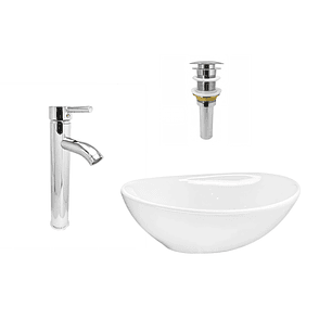 Combo Grifería + Push + Lavamanos Velenty Blanco