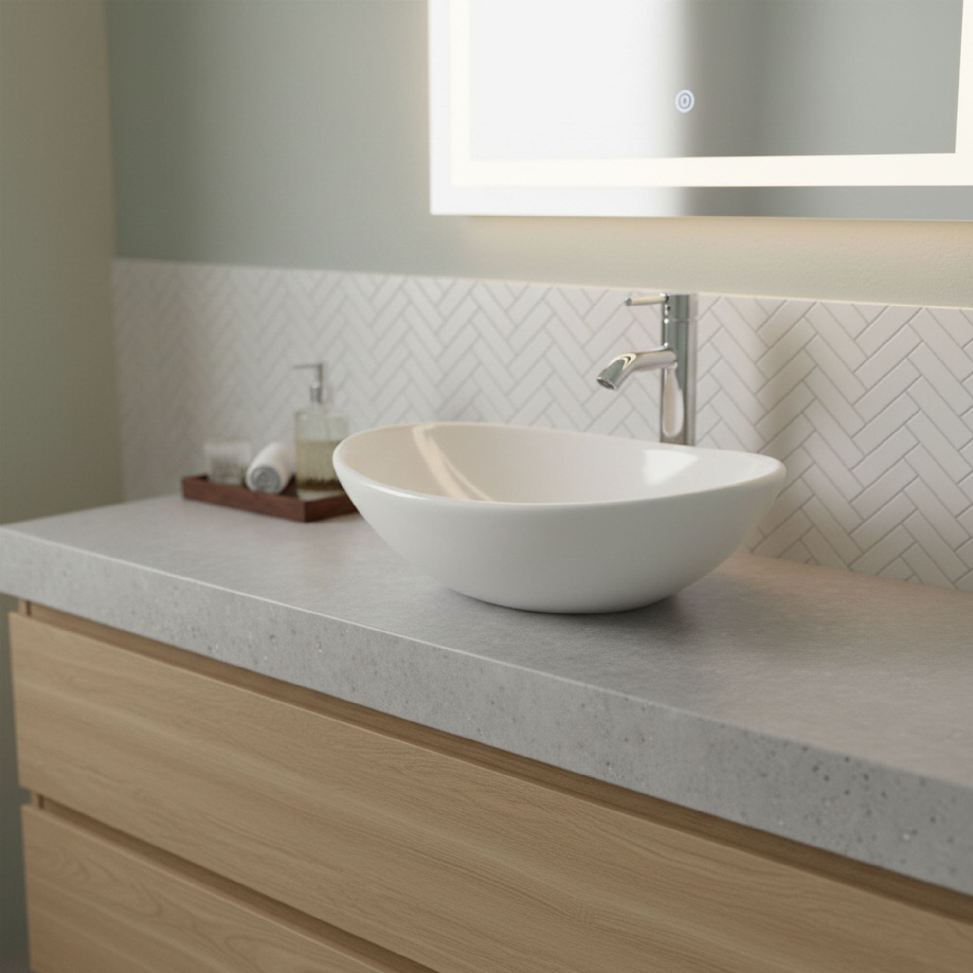 Combo Grifería + Push + Lavamanos Velenty Blanco