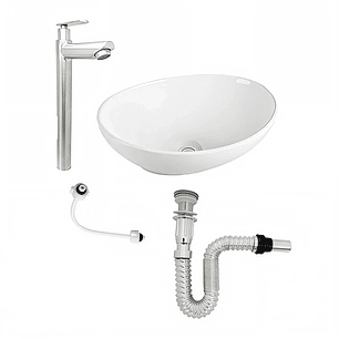 Combo Lvm Velenty + Griferia Agua Fria Pico Recto + Push