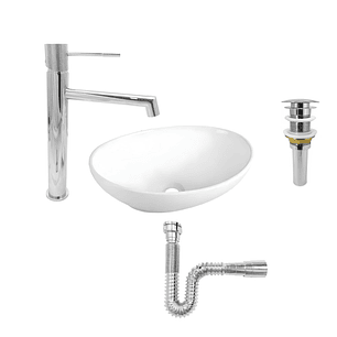 Combo Lavamanos Ovalado Griferia Y Accesorios C777