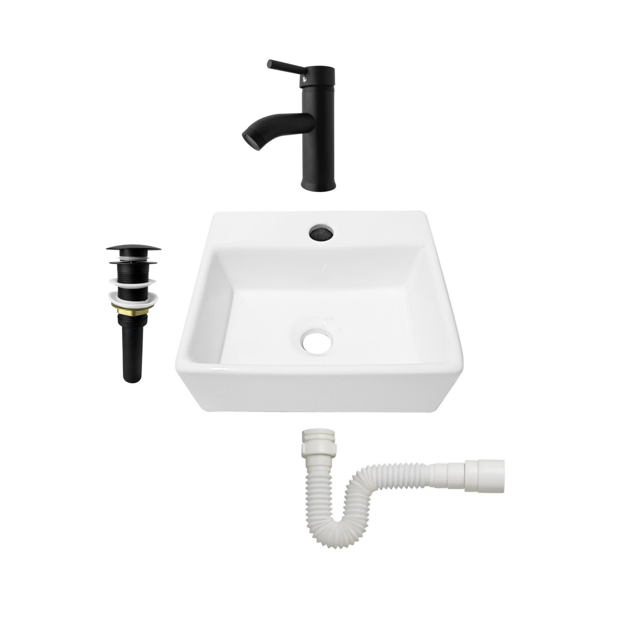 Combo Lavamanos Pequeño Rectangular+griferia Mezcladora C691