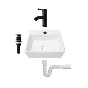 Combo Lavamanos Pequeño Rectangular+griferia Mezcladora C691