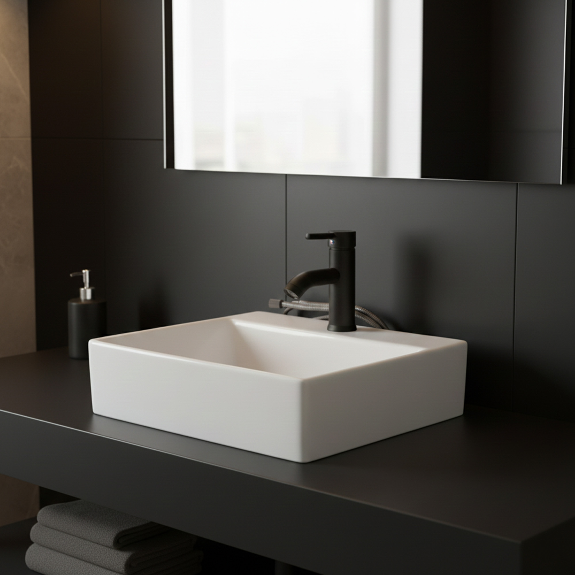 Combo Lavamanos Pequeño Rectangular+griferia Mezcladora C691