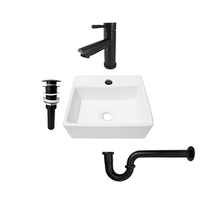 Combo Lavamanos Pequeño Rectangular+griferia Mezcladora C692