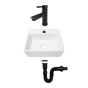 Combo Lavamanos Pequeño Rectangular+griferia Mezcladora C693