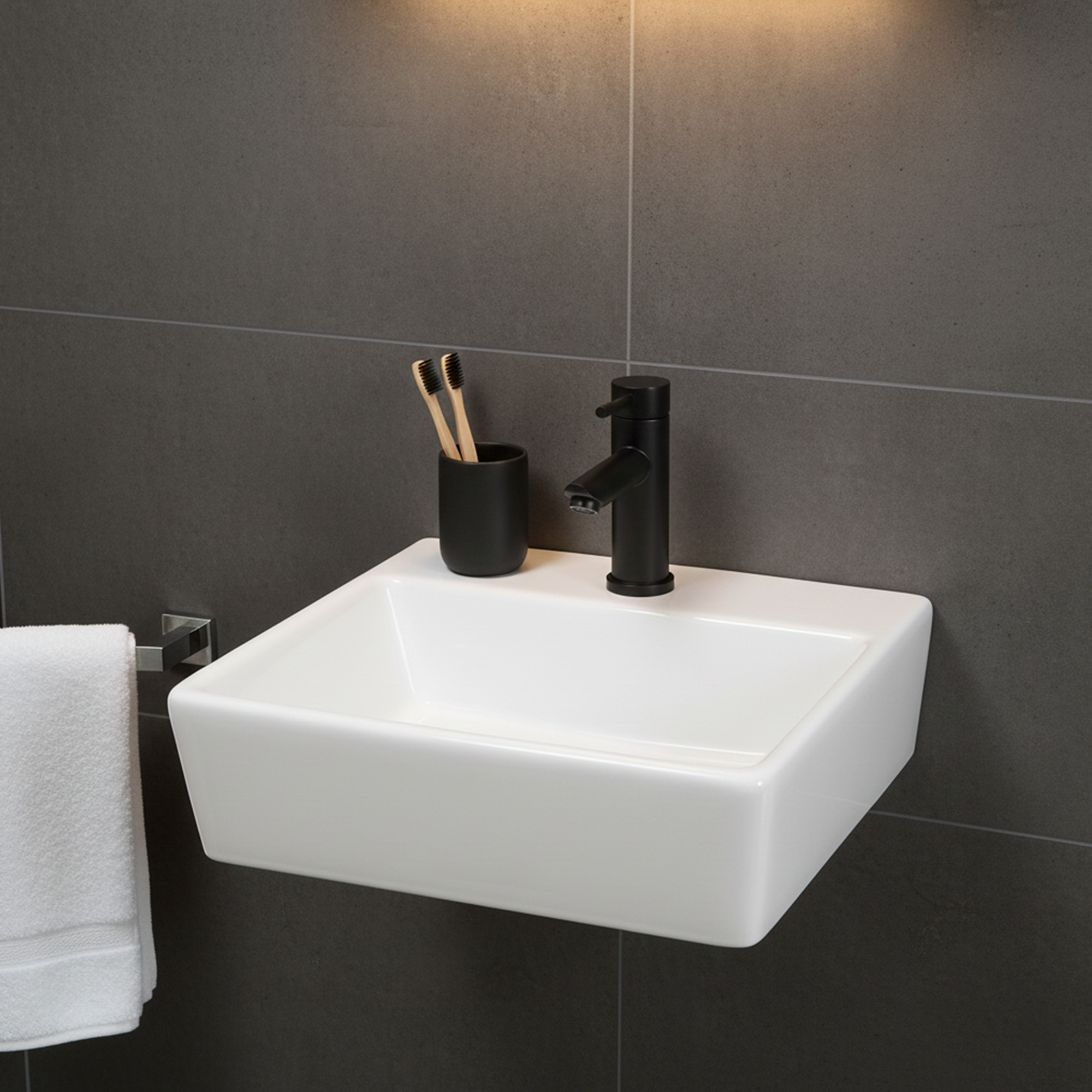 Combo Lavamanos Pequeño Rectangular+griferia Mezcladora C693