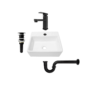 Combo Lavamanos Pequeño Rectangular+griferia Mezcladora C695