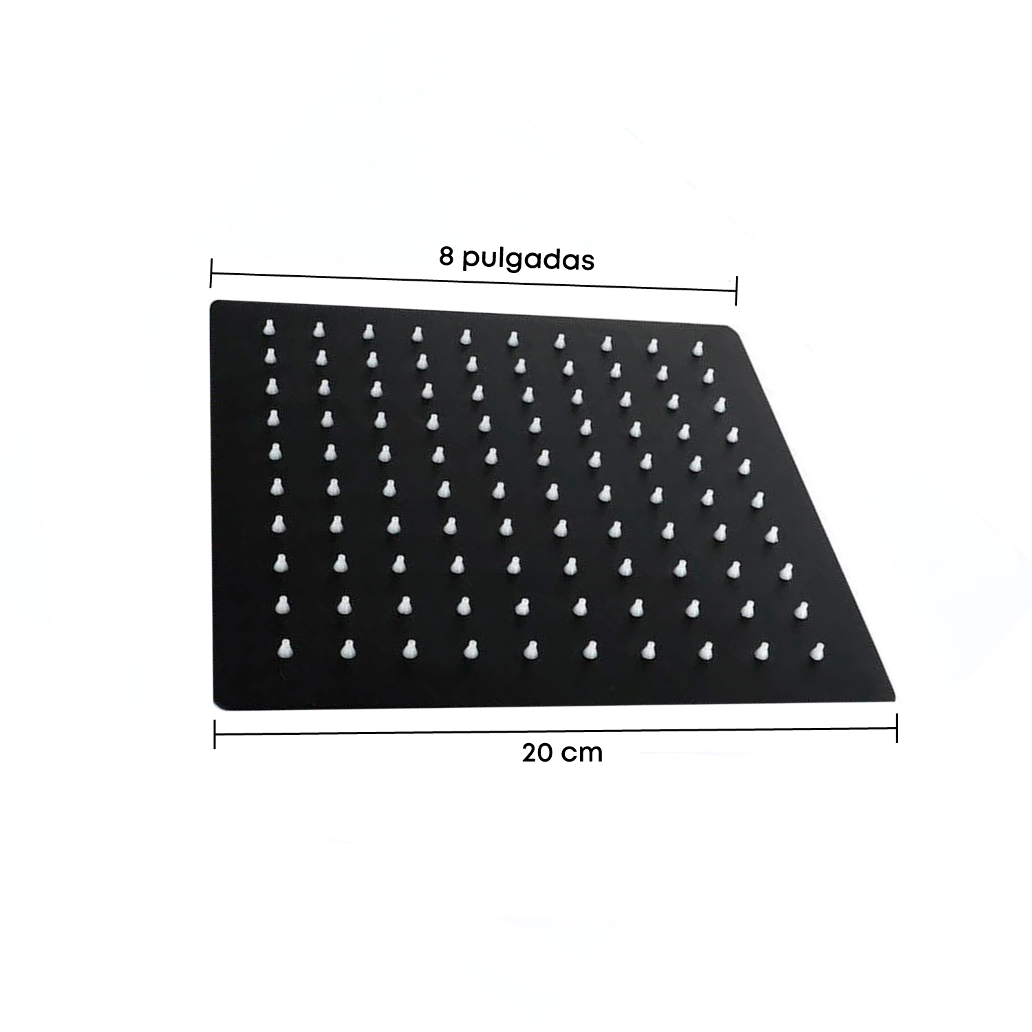 Brazo A Ducha 25cm + Ducha 20cm Cuadrada Negro C1204