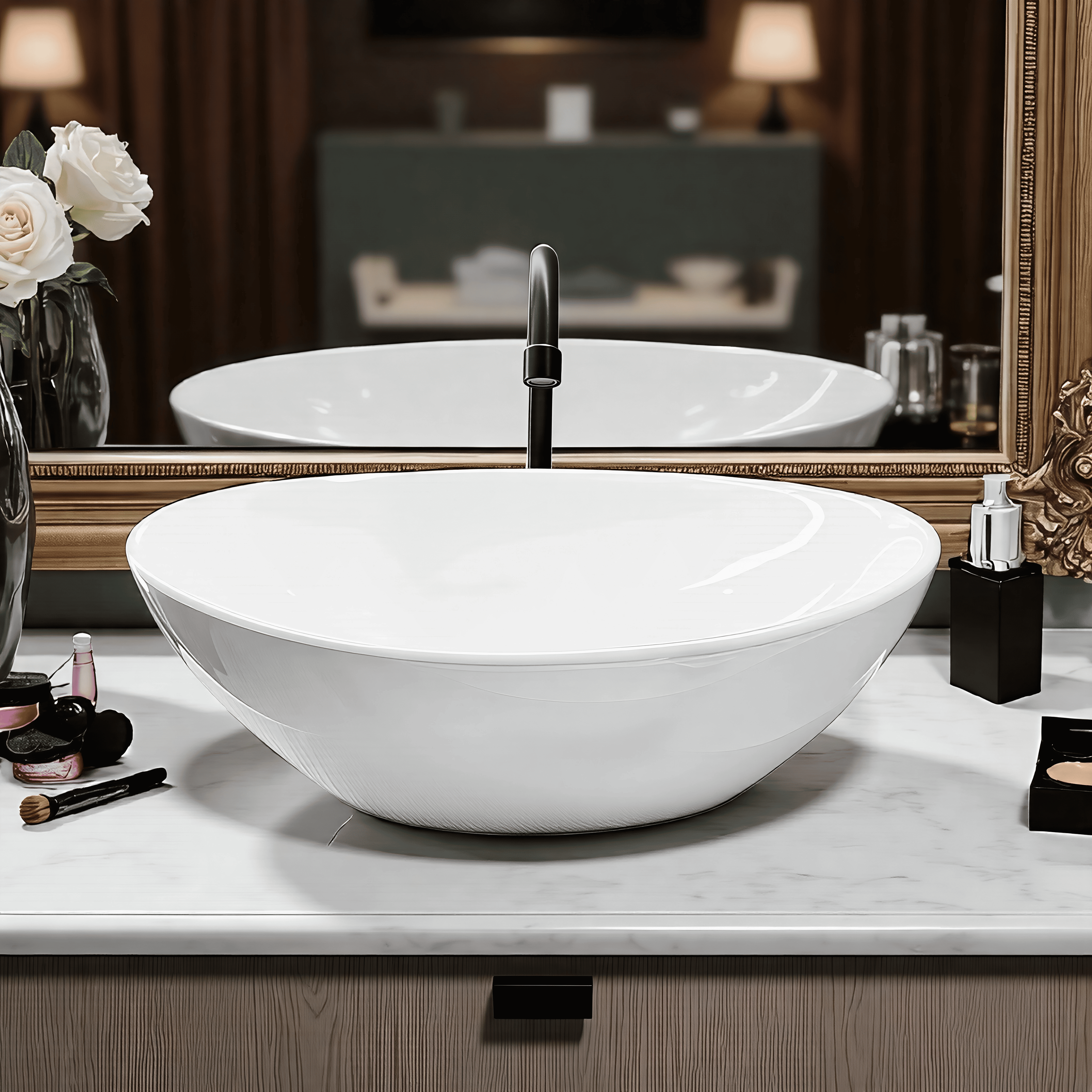 Combo Lavamanos+griferia Agua Fria Negra +push+sifon C931