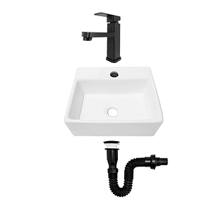 Combo Lavamanos Pequeño Rectangular+griferia Mezcladora C696