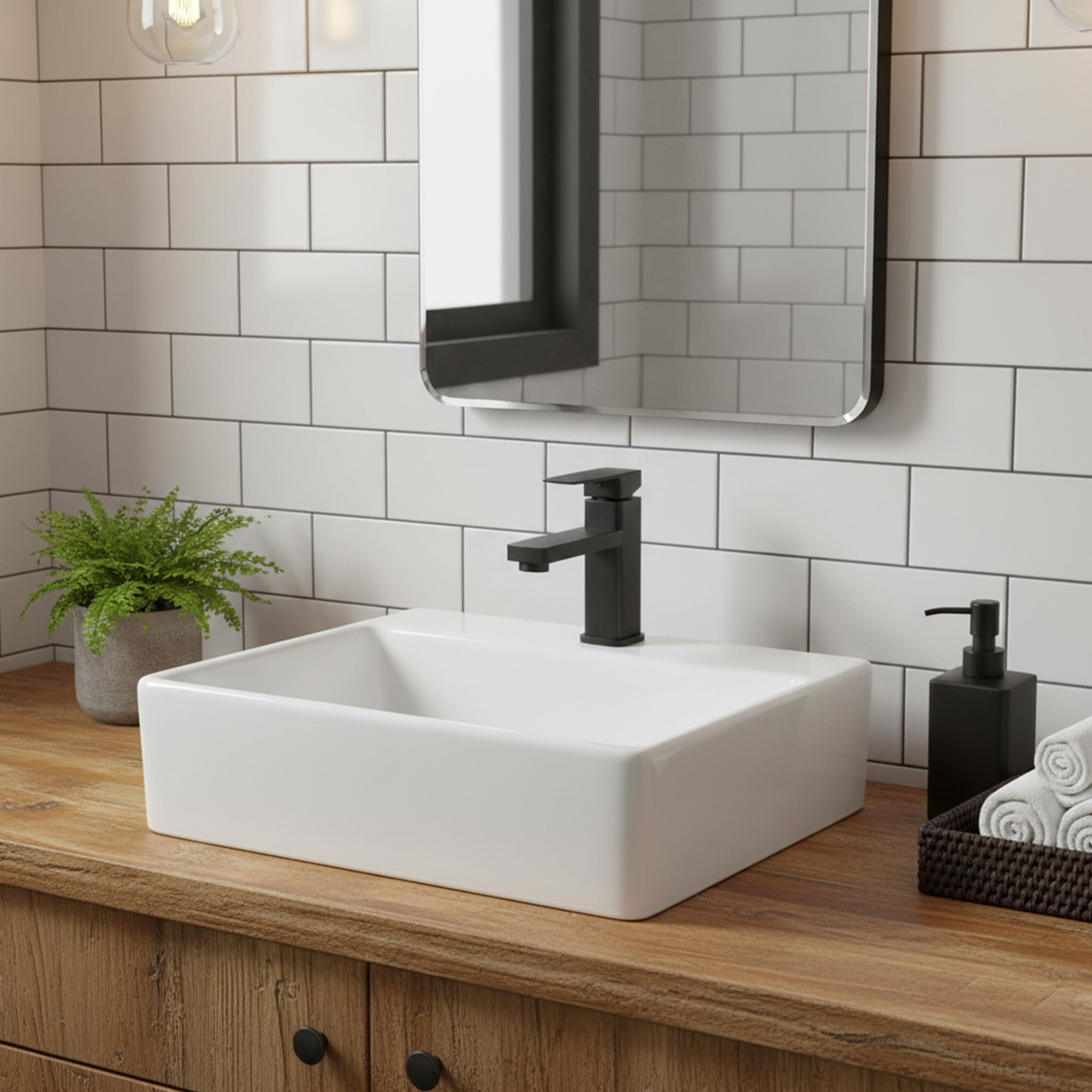 Combo Lavamanos Pequeño Rectangular+griferia Mezcladora C696