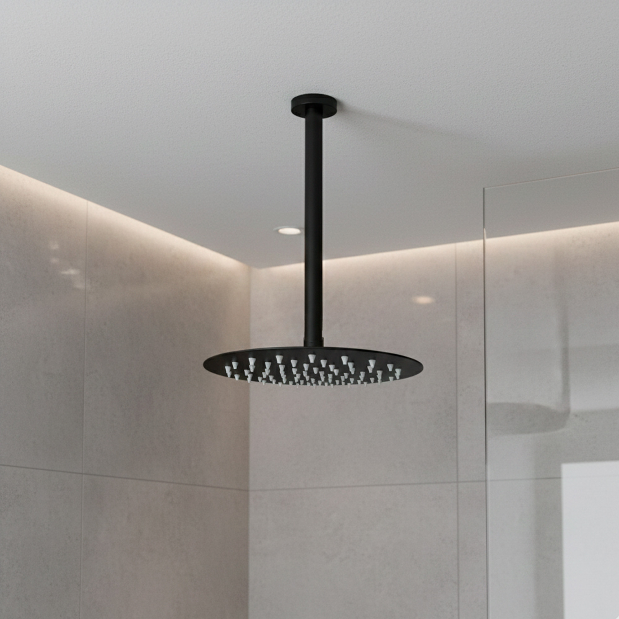 Brazo A Ducha 25cm + Ducha 20cm Redonda Negro C1205