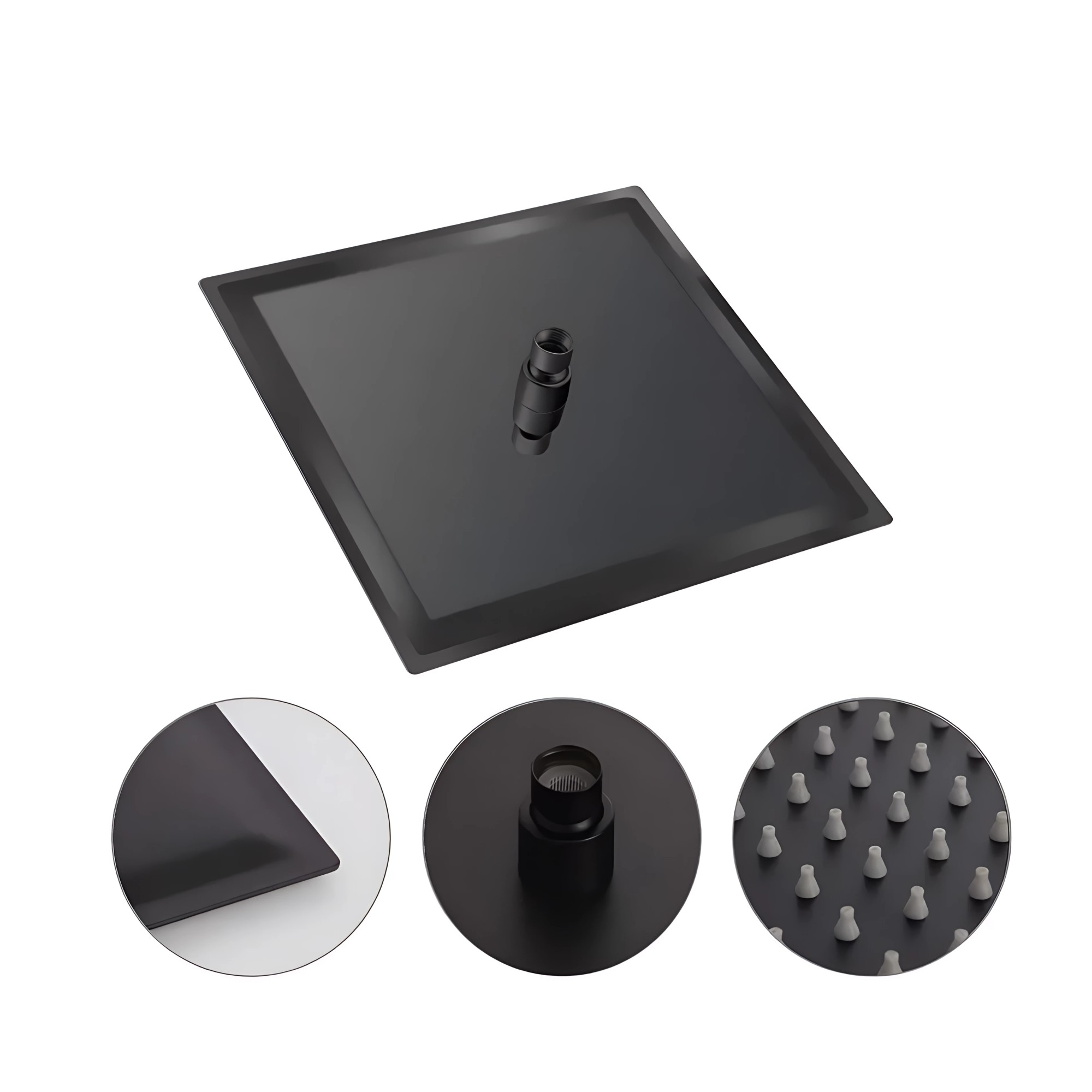 Brazo A Ducha 25cm + Ducha 25cm Cuadrada Negro C1206