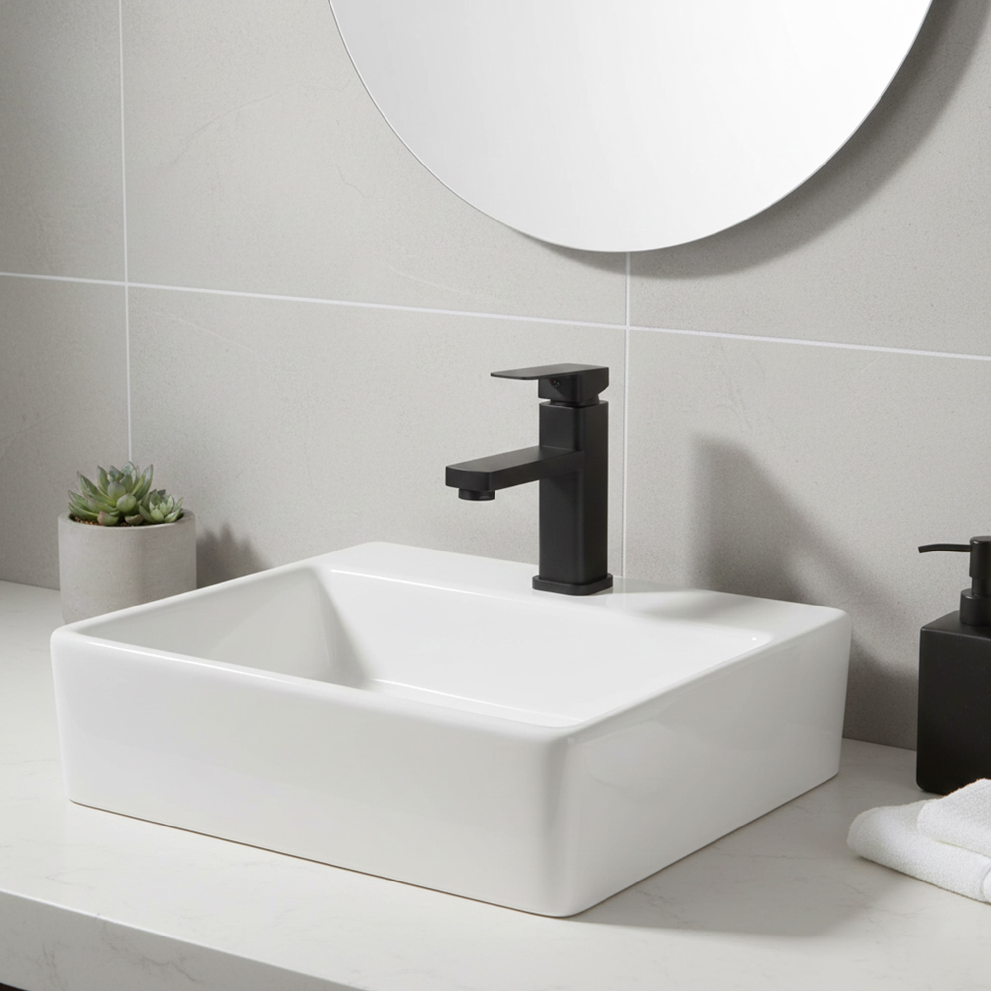 Combo Lavamanos Pequeño Rectangular+griferia Mezcladora C697