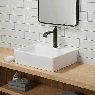 Combo Lavamanos Pequeño Rectangular + Grifería Negra C698