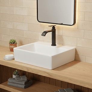 Combo Lavamanos Pequeño Rectangular + Grifería Negra C699