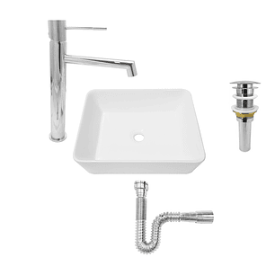 Combo Lavamanos Rectangular Griferia Y Accesorios C776