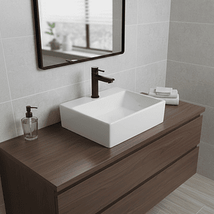 Combo Lavamanos Pequeño Rectangular + Grifería Negra C701