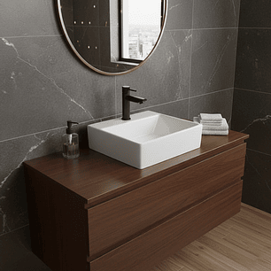 Combo Lavamanos Pequeño Rectangular + Grifería Negra C703