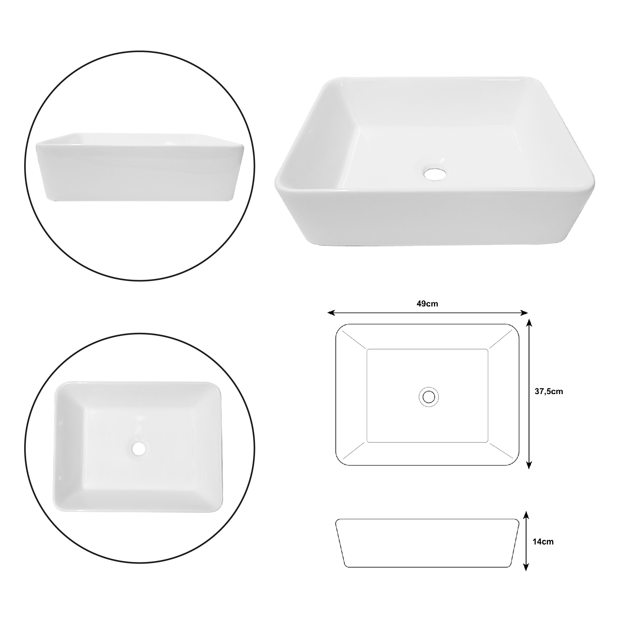 Combo Lavamanos Rectangular Grifería Y Accesorios C784