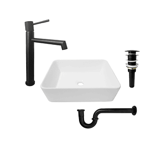 Combo Lavamanos Rectangular Griferia Y Accesorios C792