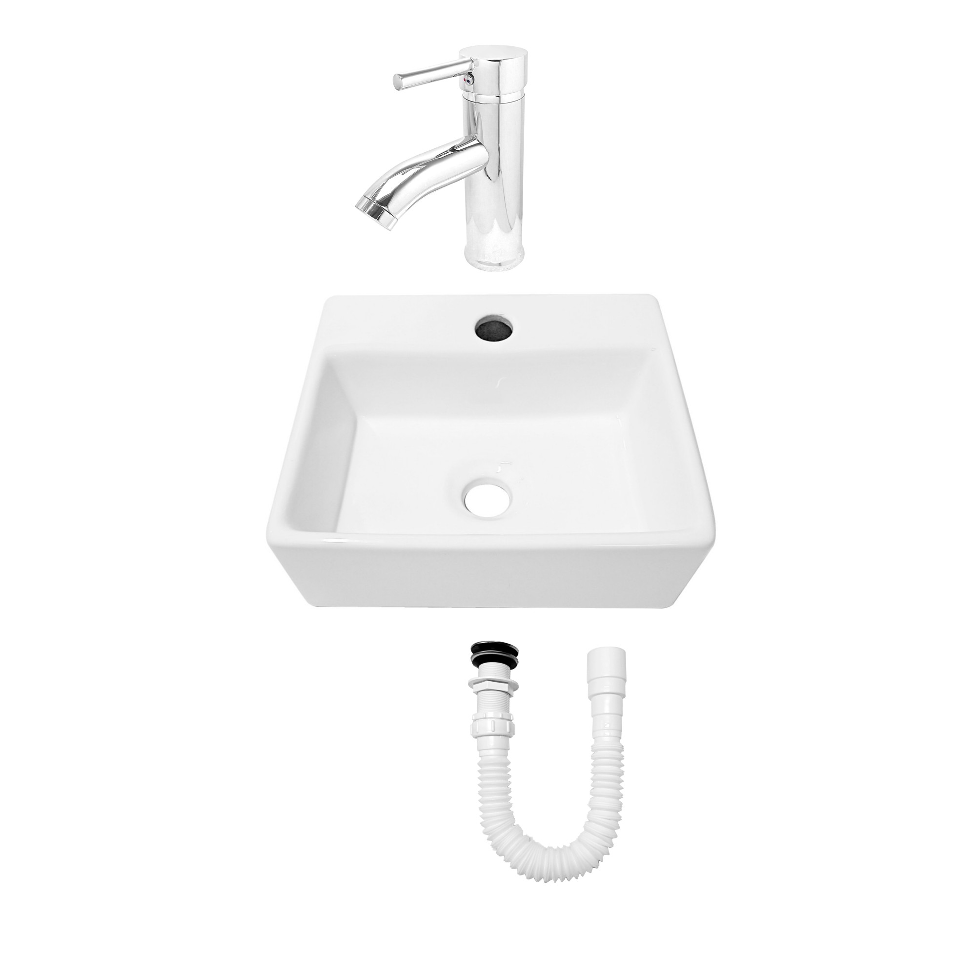 Combo Lavamanos Pequeño Rectangular+griferia Mezcladora C707